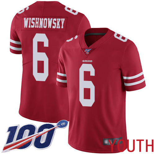 San Francisco 49ers Limited Red Youth Mitch Wishnowsky Home NFL Jersey #6 100th Season Vapor Untouchable->women nfl jersey->Women Jersey